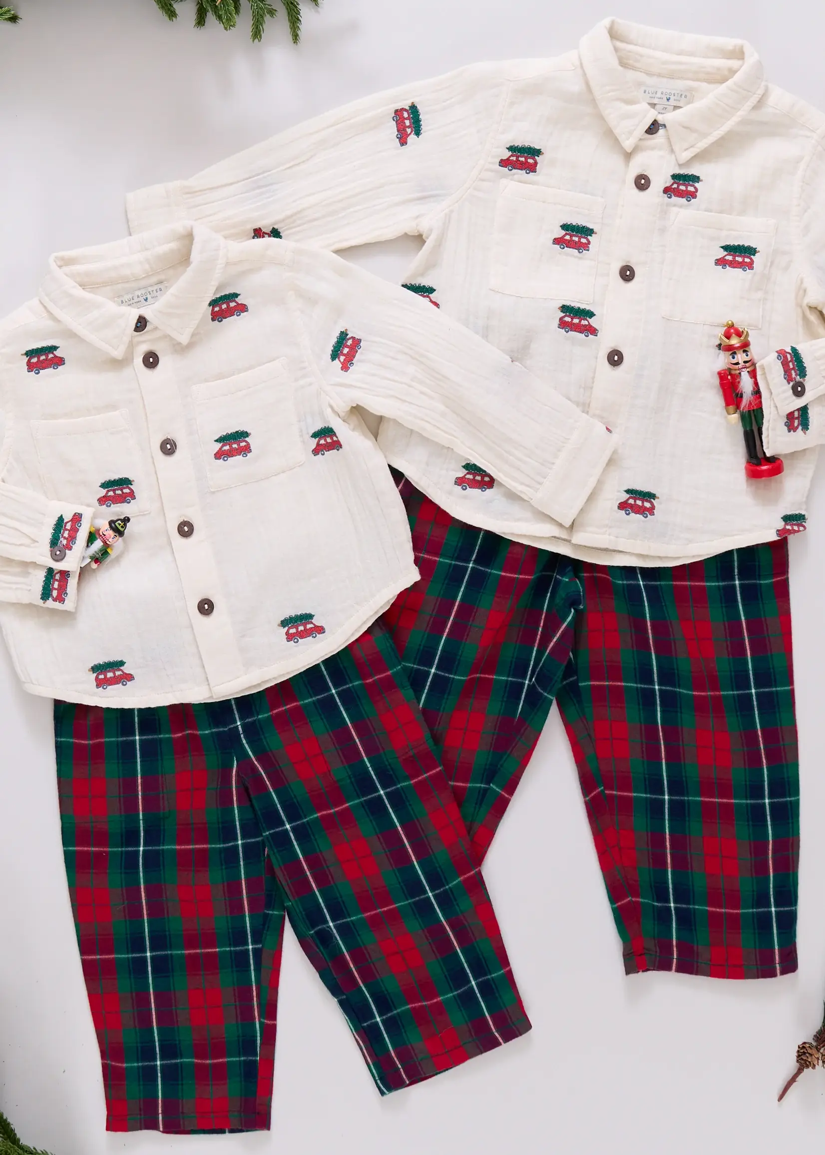 Pink Chicken baby boys jackson pant - red tartan
