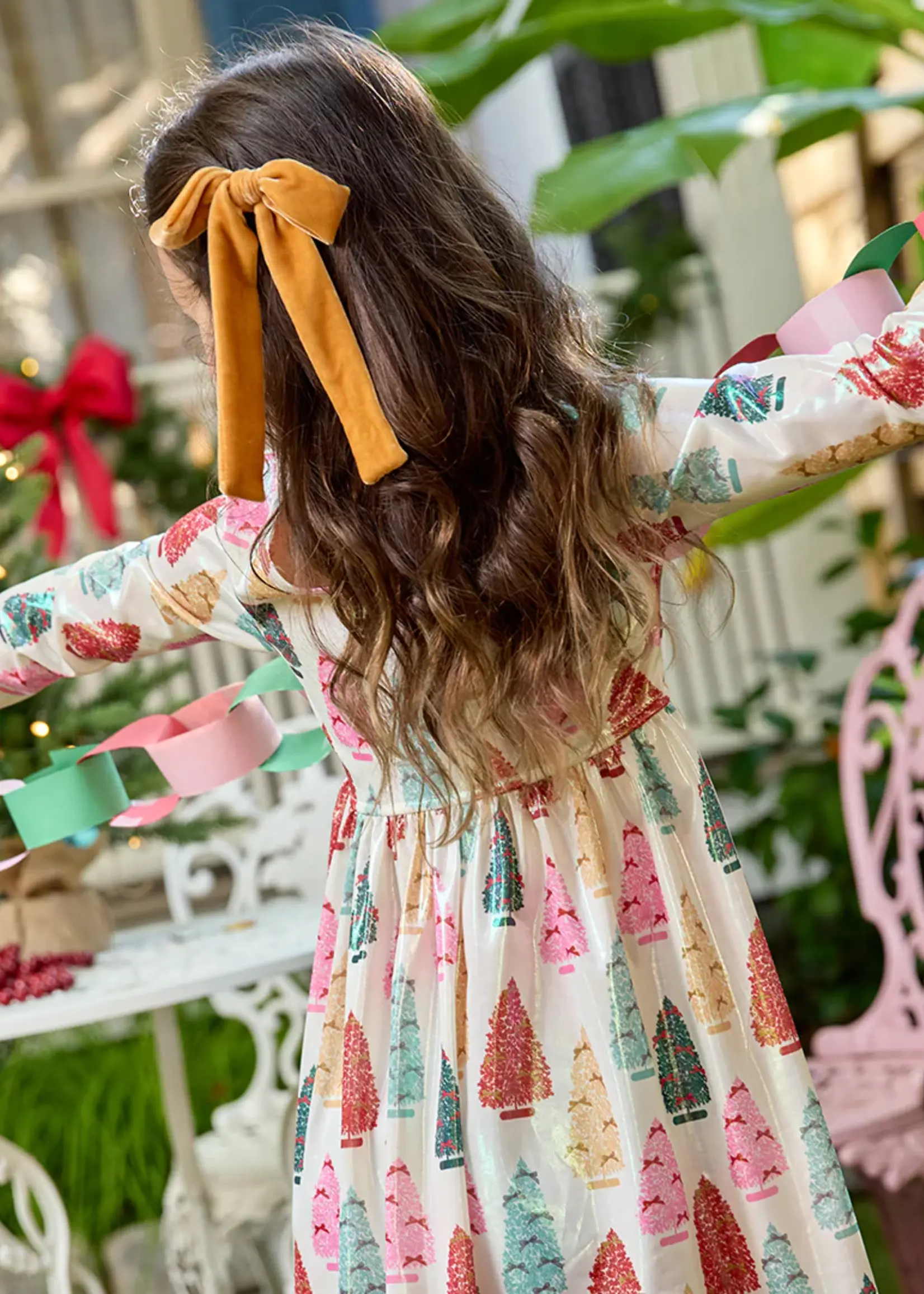 Pink Chicken girls lame steph dress - bottle brush trees