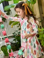 Pink Chicken girls lame steph dress - bottle brush trees