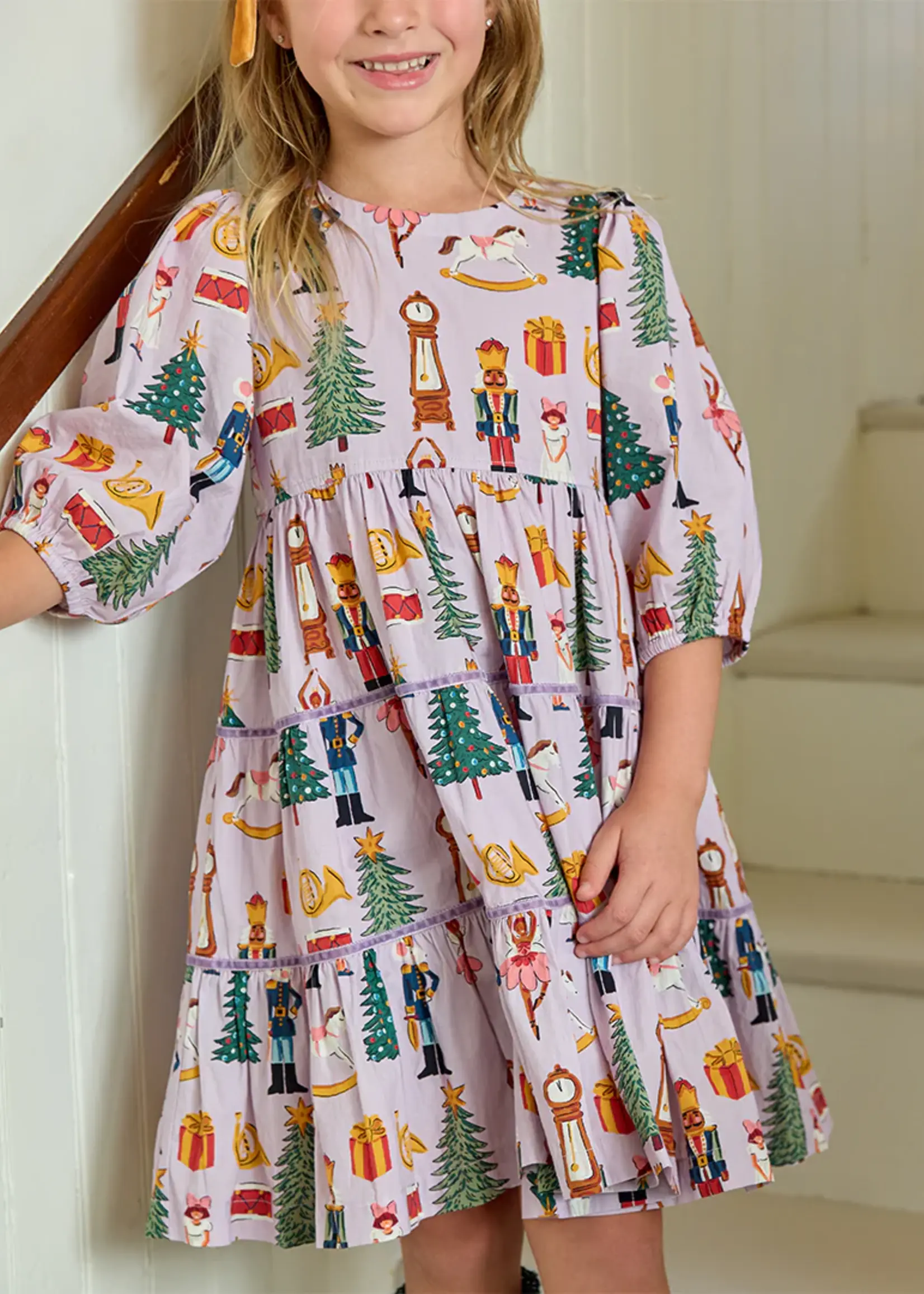 Pink Chicken girls peachy dress - lavender nutcracker