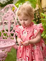 Pink Chicken baby girls jennifer dress set - pink candy cane santa