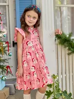 Pink Chicken girls jennifer dress - pink candy cane santa