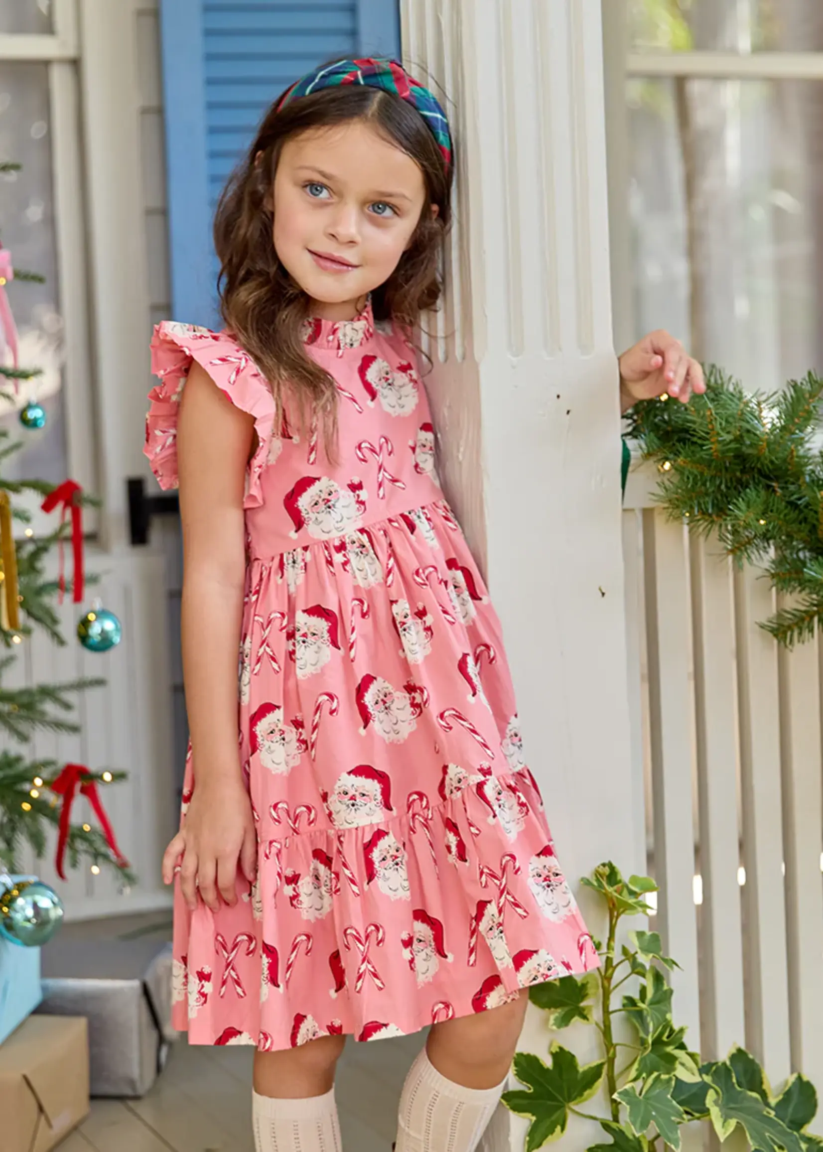 Pink Chicken girls jennifer dress - pink candy cane santa