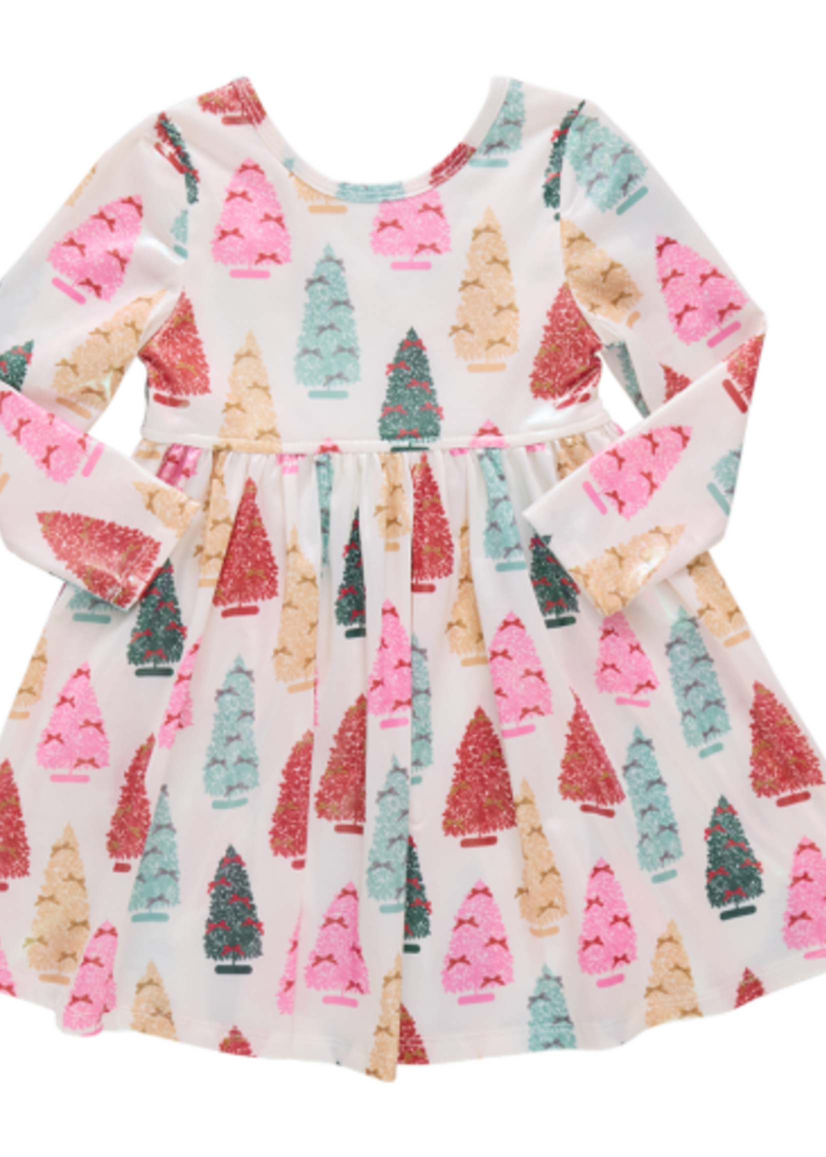 Pink Chicken girls lame steph dress - bottle brush trees