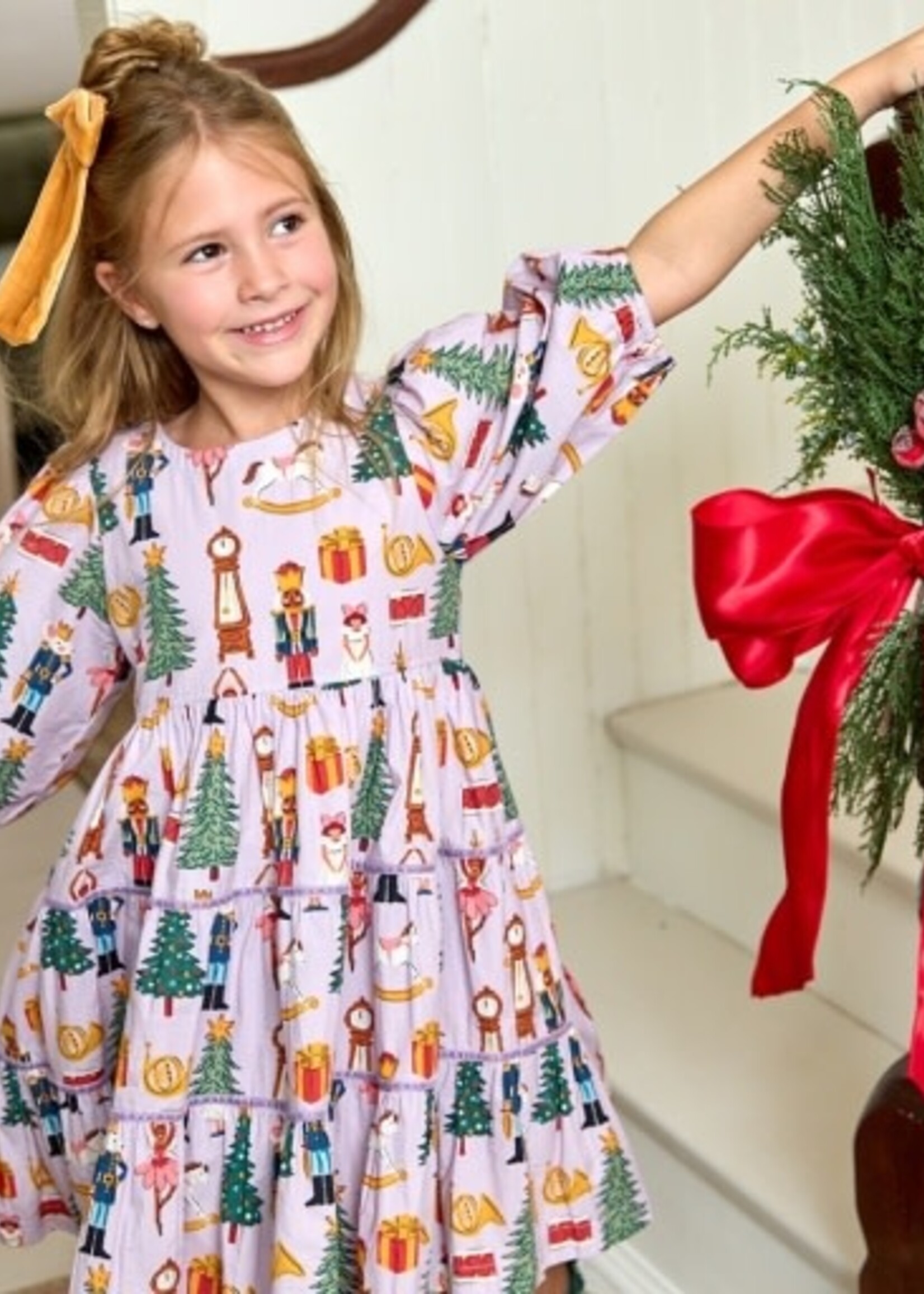 Pink Chicken girls peachy dress - lavender nutcracker