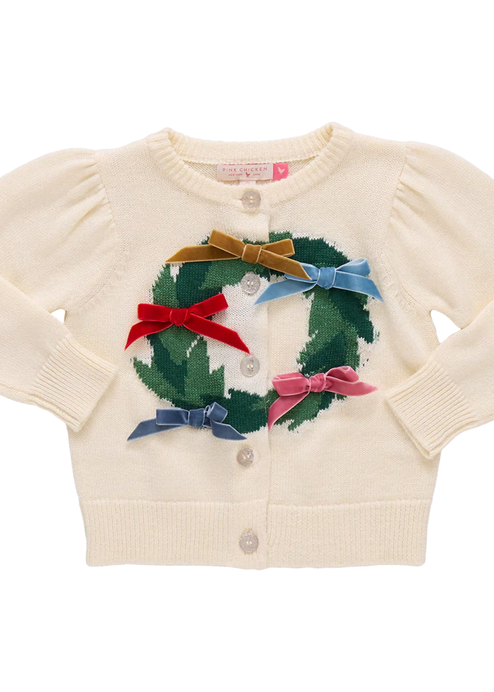 Pink Chicken girls constance sweater - holiday wreath