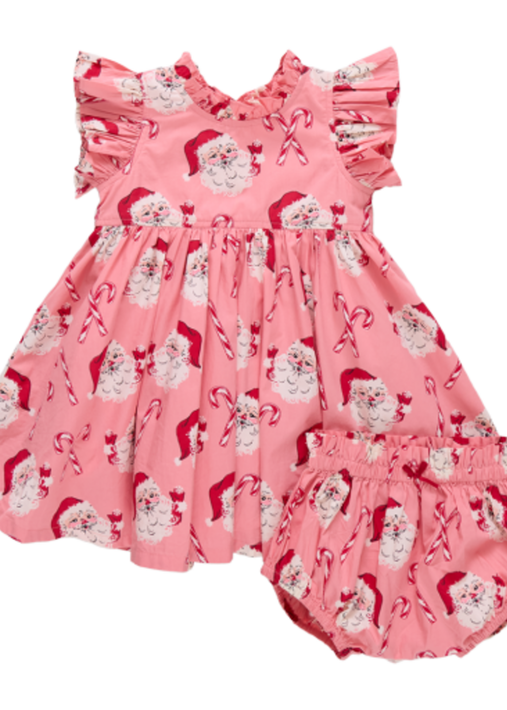 Pink Chicken baby girls jennifer dress set - pink candy cane santa