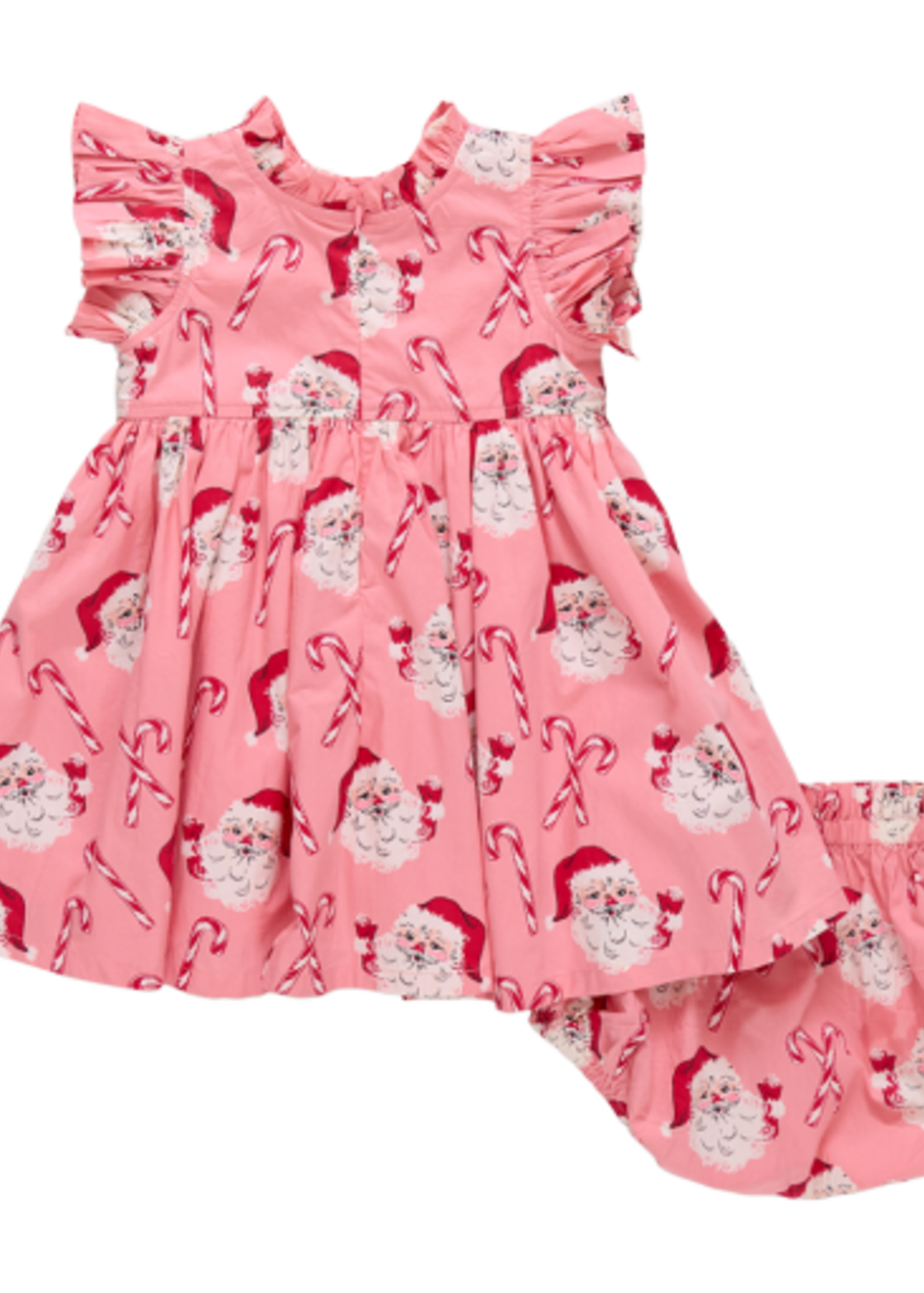 Pink Chicken baby girls jennifer dress set - pink candy cane santa