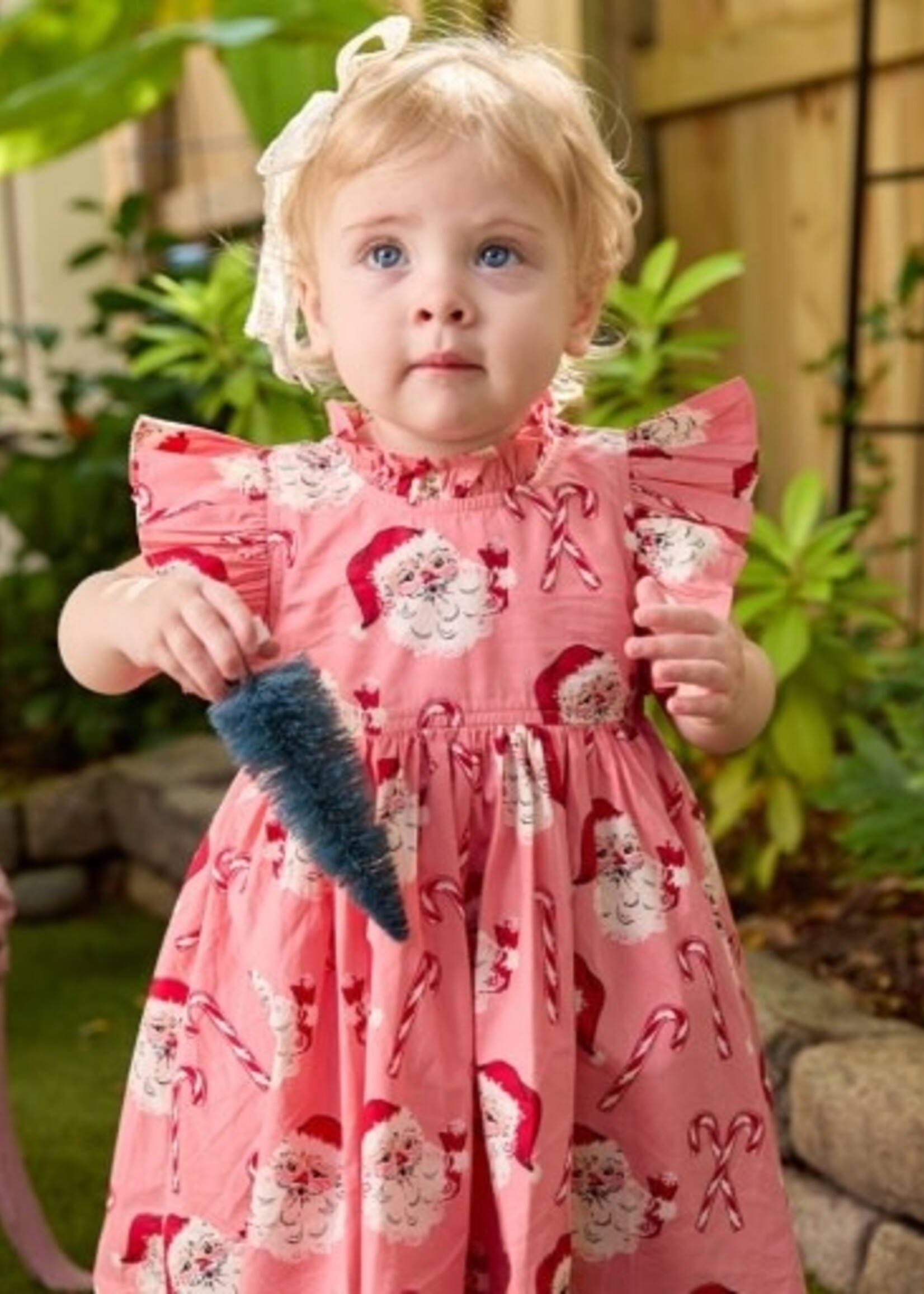 Pink Chicken baby girls jennifer dress set - pink candy cane santa