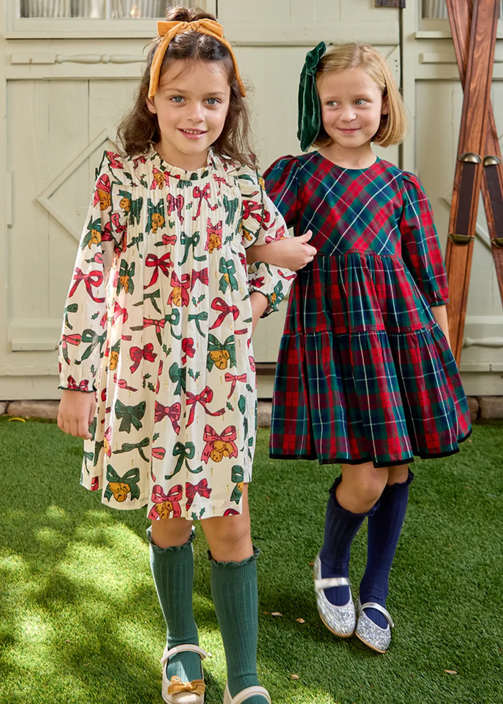 Pink Chicken girls jaipur dress - christmas bows and bells