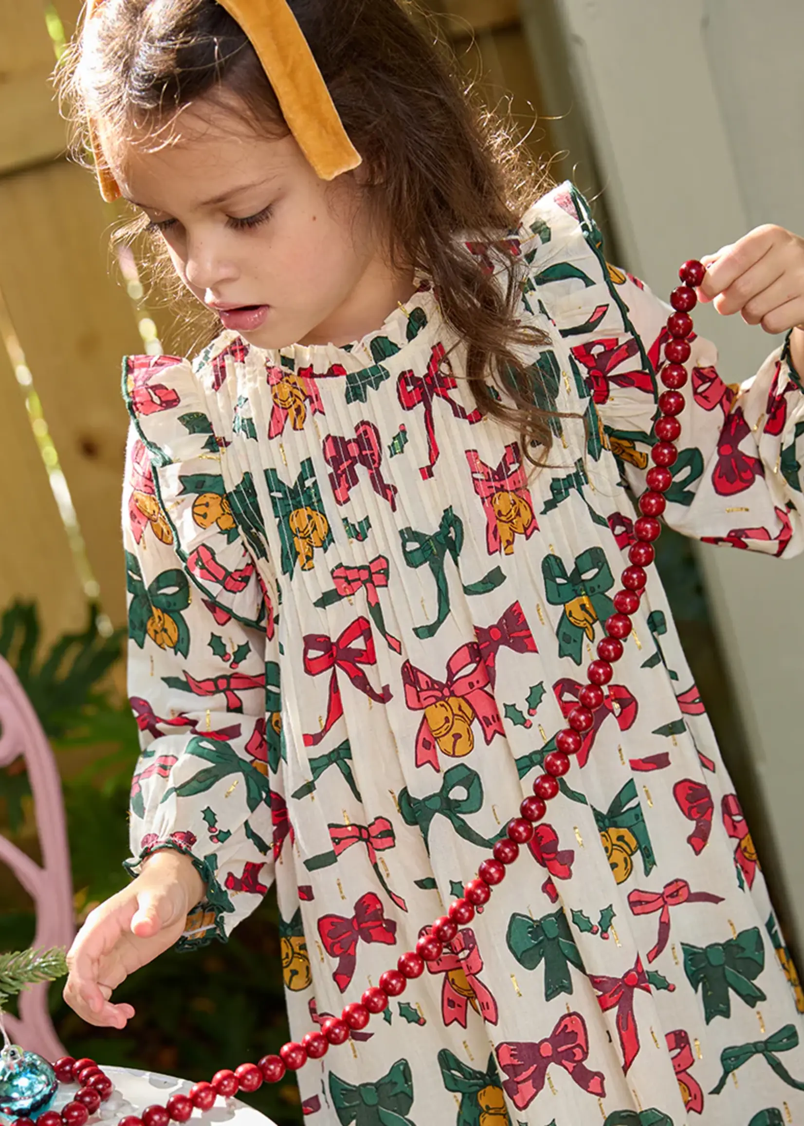 Pink Chicken girls jaipur dress - christmas bows and bells