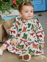 Pink Chicken baby girls jaipur dress set- christmas bows and bells