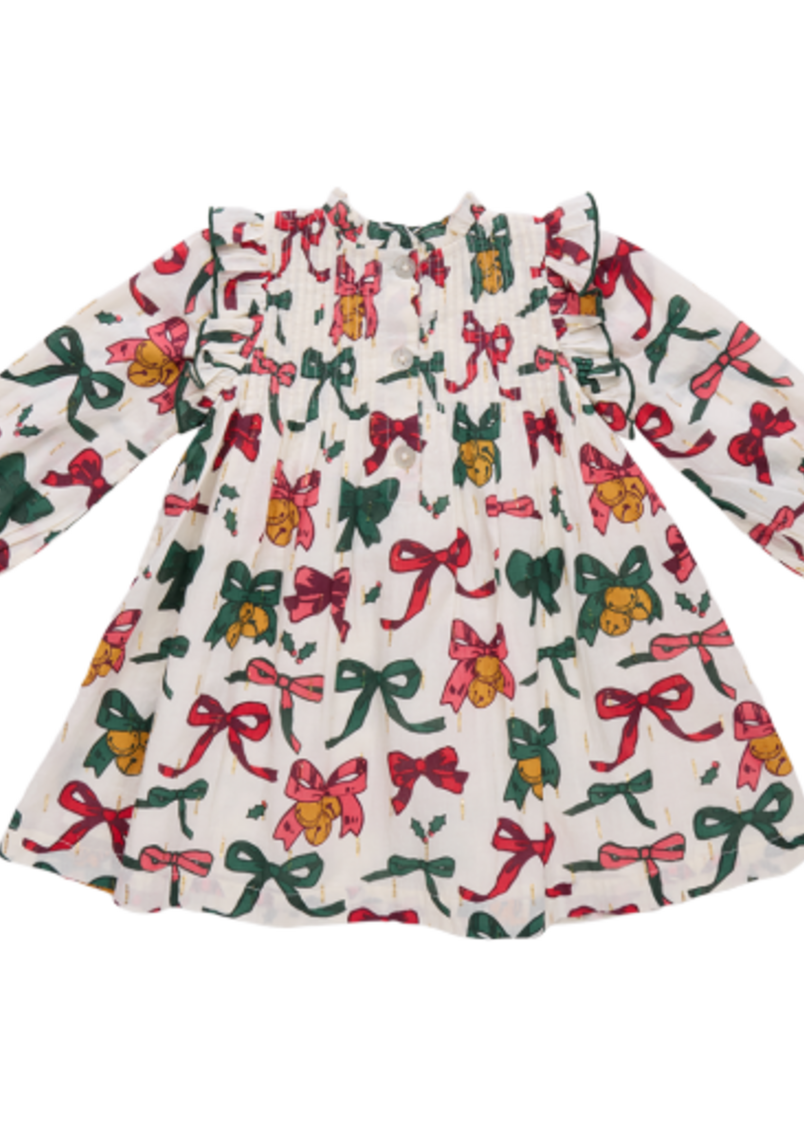 Pink Chicken girls jaipur dress - christmas bows and bells