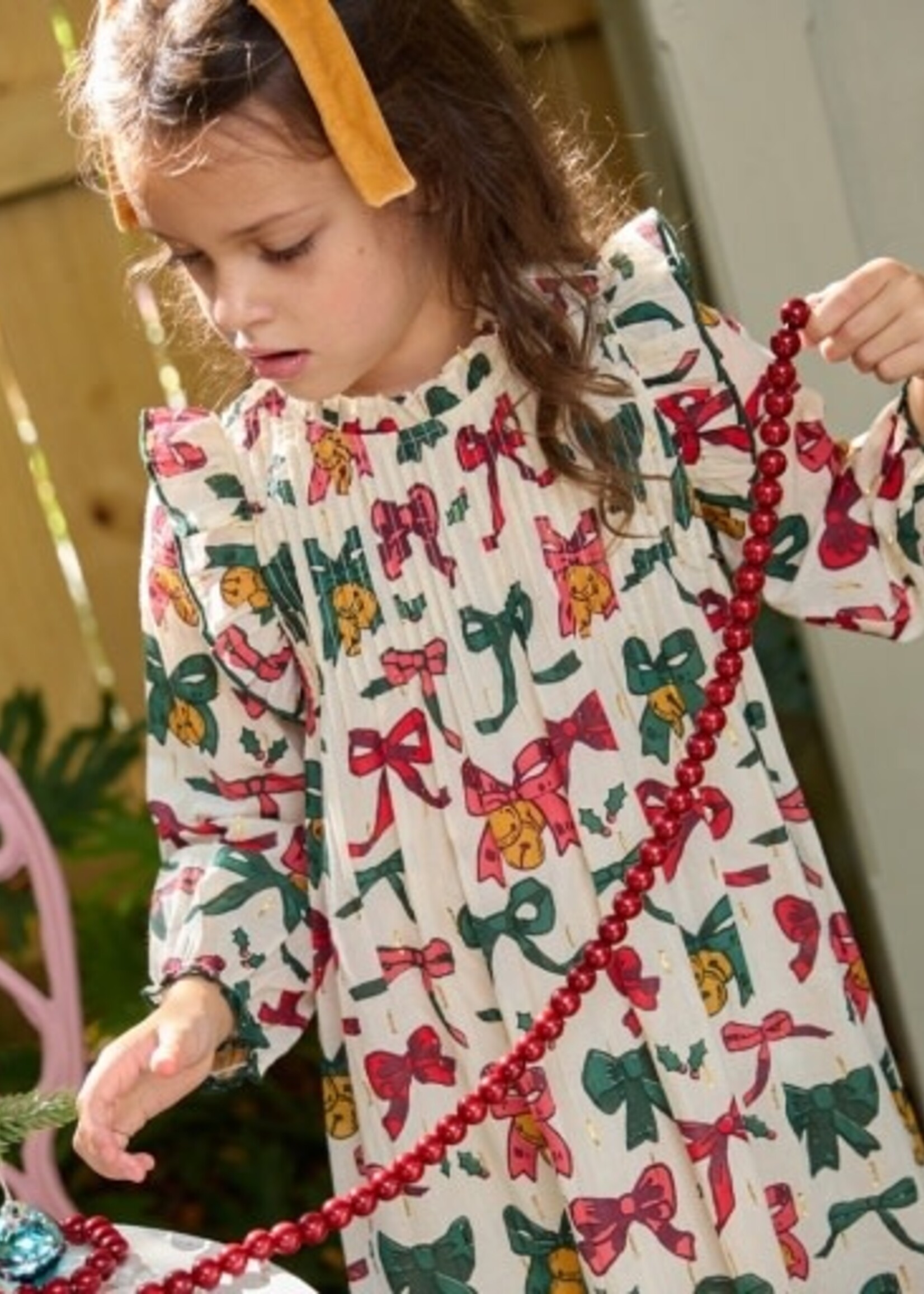 Pink Chicken girls jaipur dress - christmas bows and bells