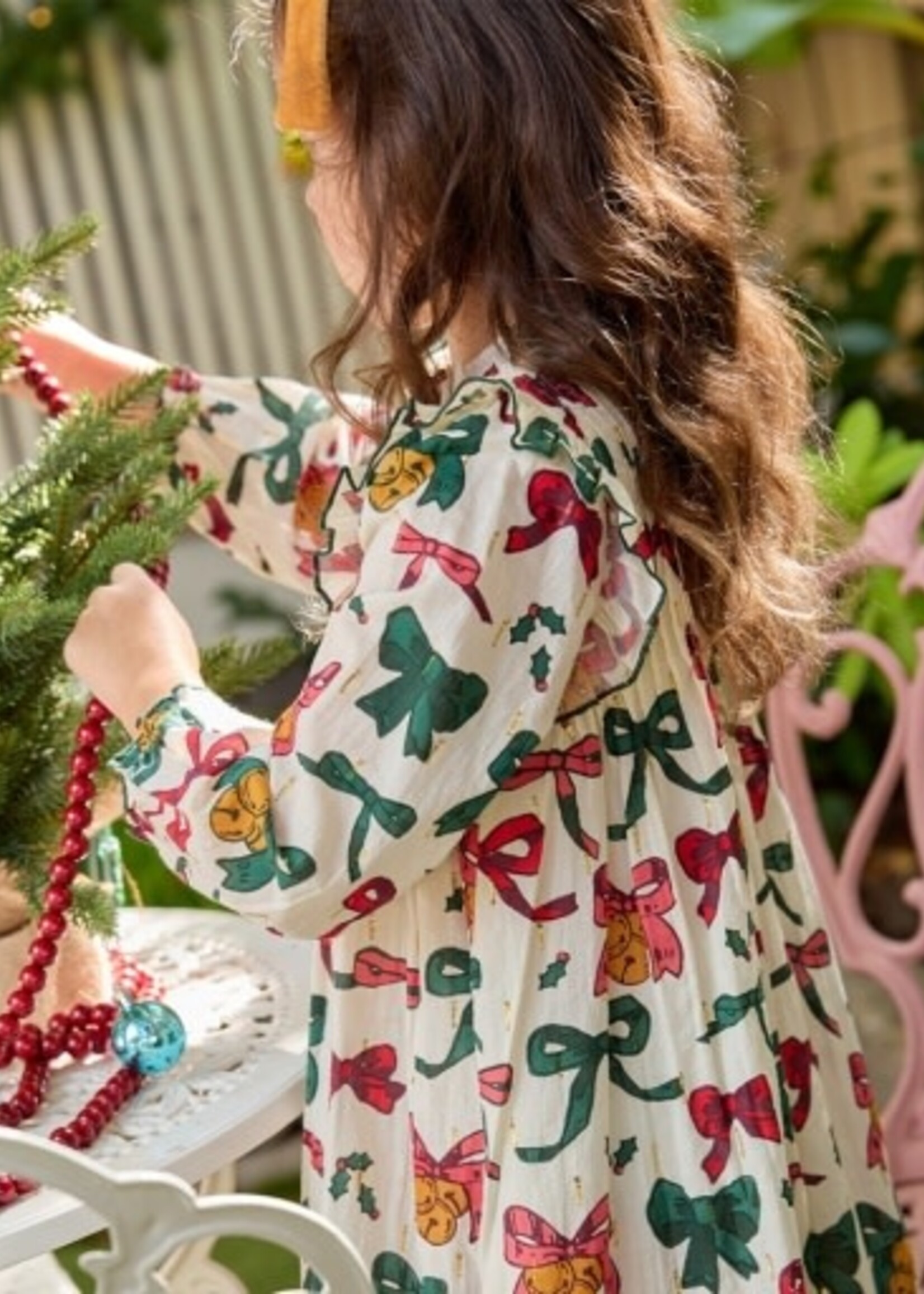 Pink Chicken girls jaipur dress - christmas bows and bells