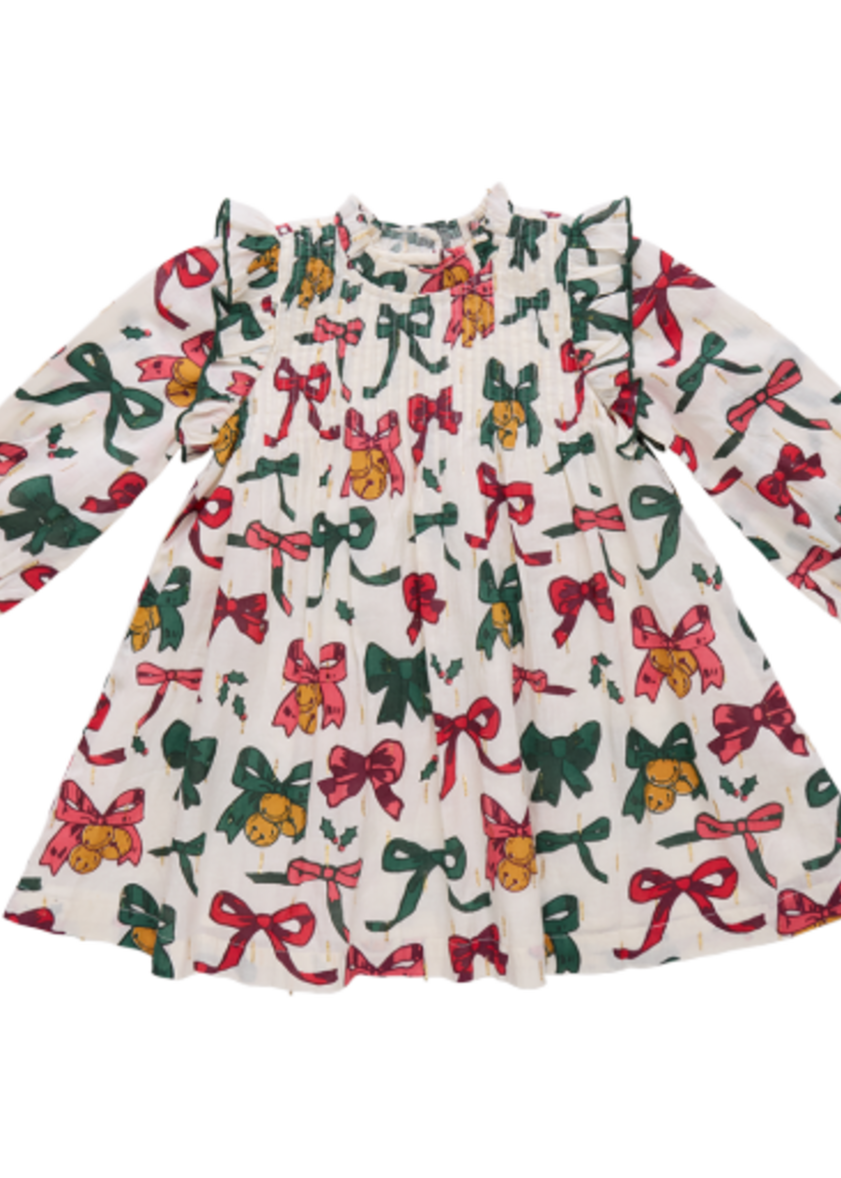 Pink Chicken girls jaipur dress - christmas bows and bells