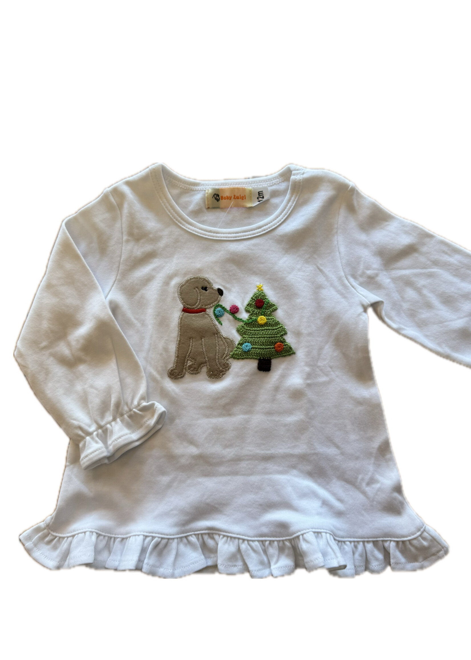 Luigi Kids Girls L/S Lab w/X-mas Tree T-Shirt