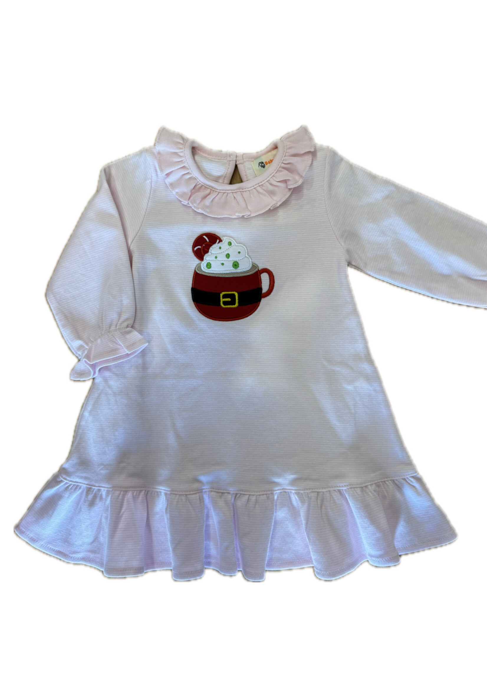 Luigi Kids L/S Stripe Santa Hot Chocolate Dress
