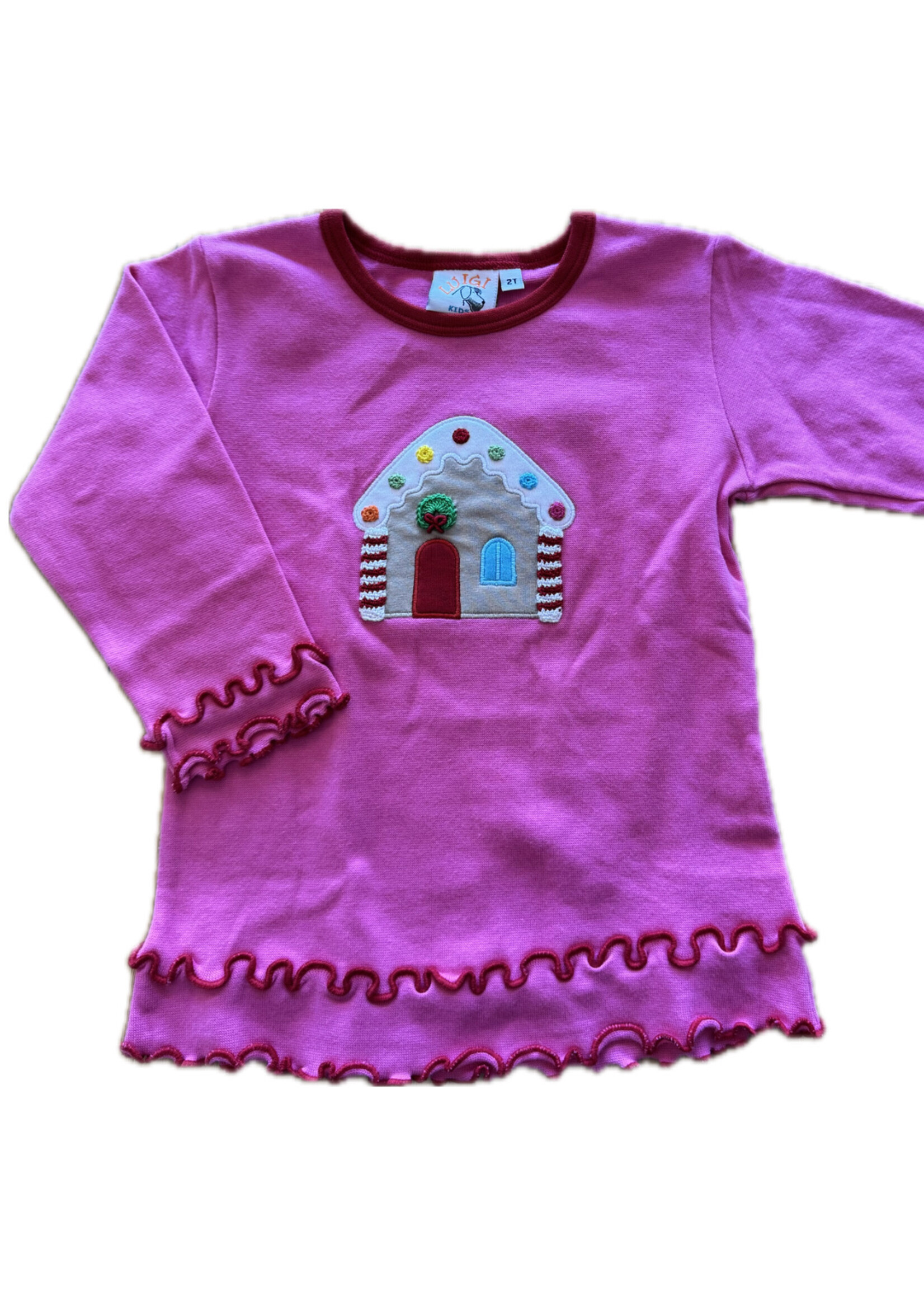 Luigi Kids Girls L/S Gingerbread House T-Shirt