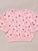 Pink Chicken play sweatshirt - mini candy cane