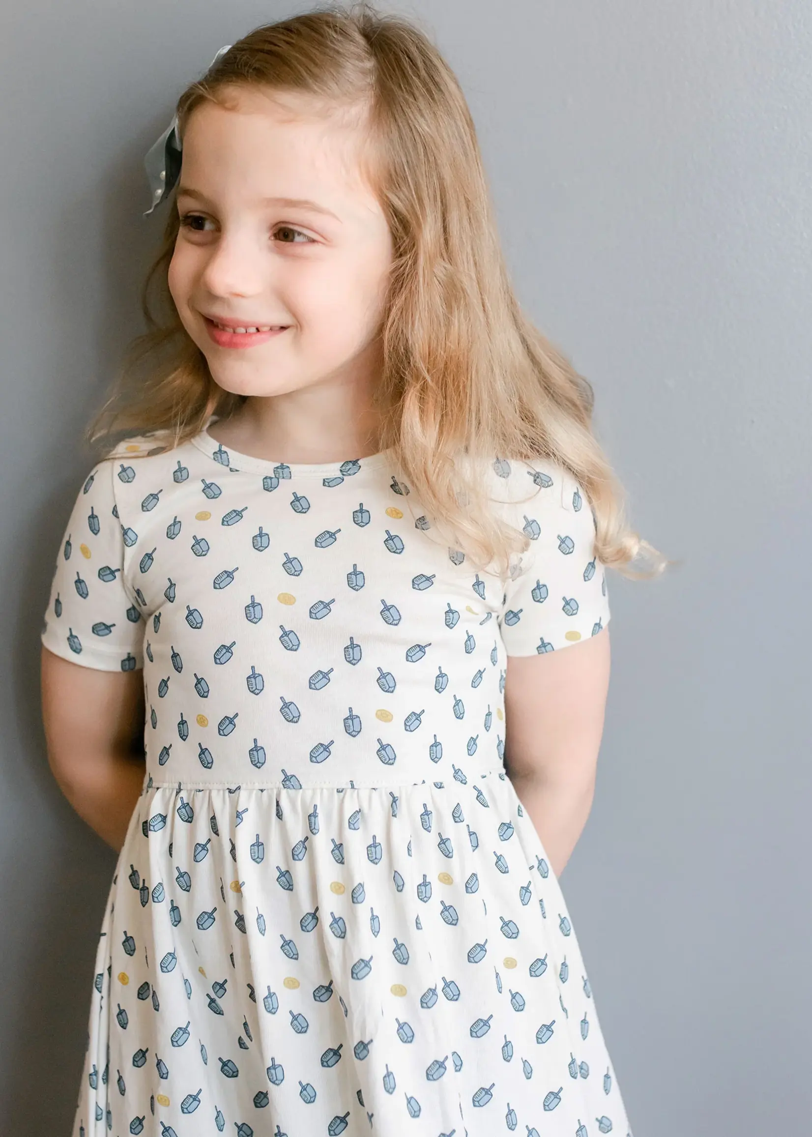 Pink Chicken sunny dress - tossed dreidels