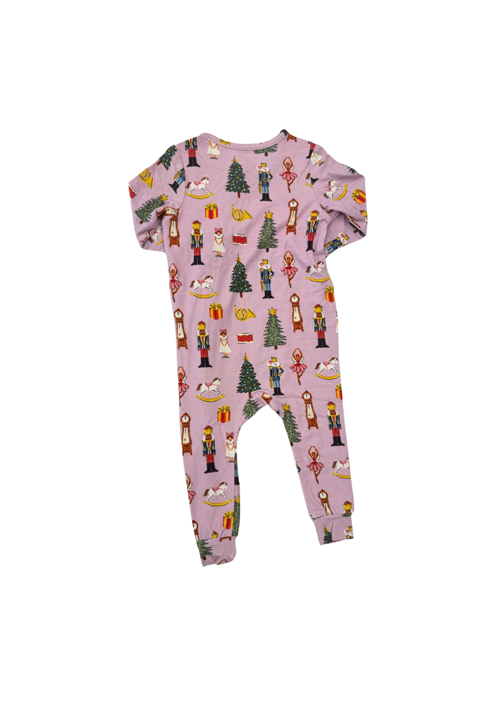 Pink Chicken baby bamboo romper - lavender nutcracker