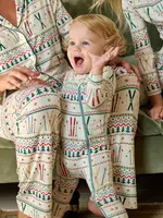 Pink Chicken baby bamboo romper - ski fair isle