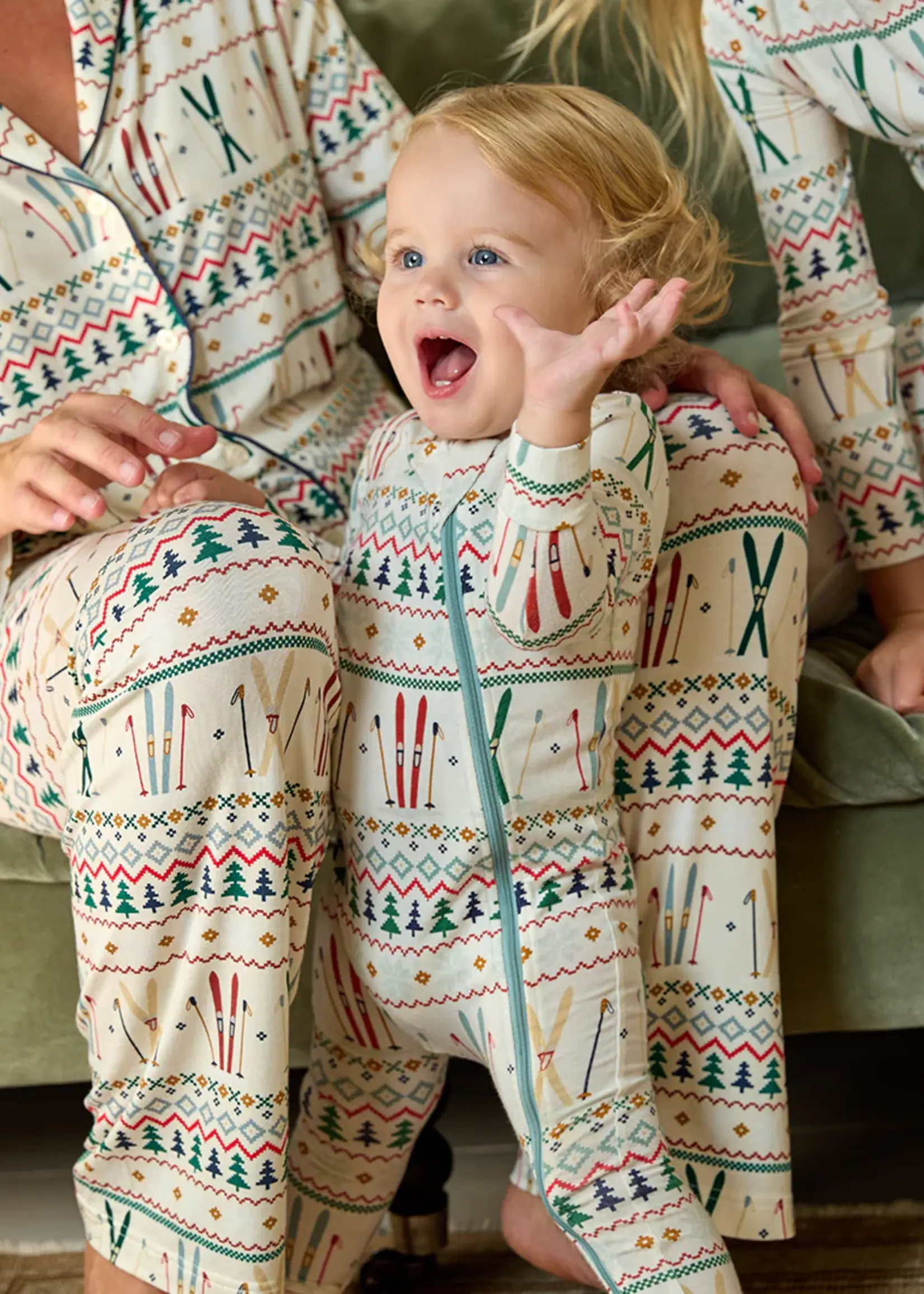 Pink Chicken baby bamboo romper - ski fair isle