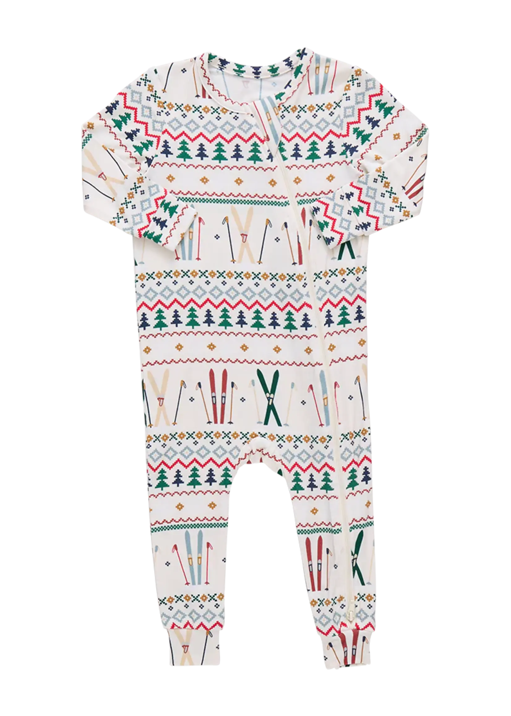 Pink Chicken baby bamboo romper - ski fair isle