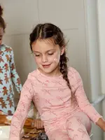 Pink Chicken kids bamboo pj set - candy cane bows