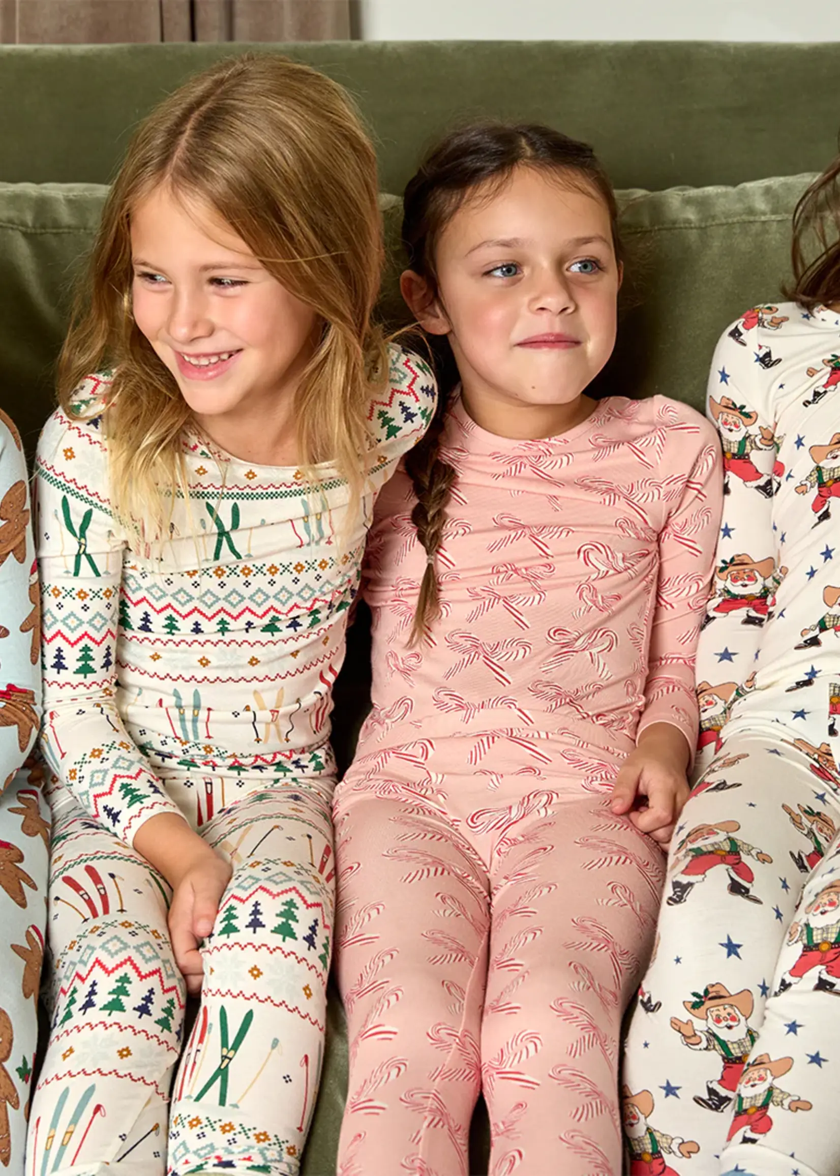 Pink Chicken kids bamboo pj set - candy cane bows