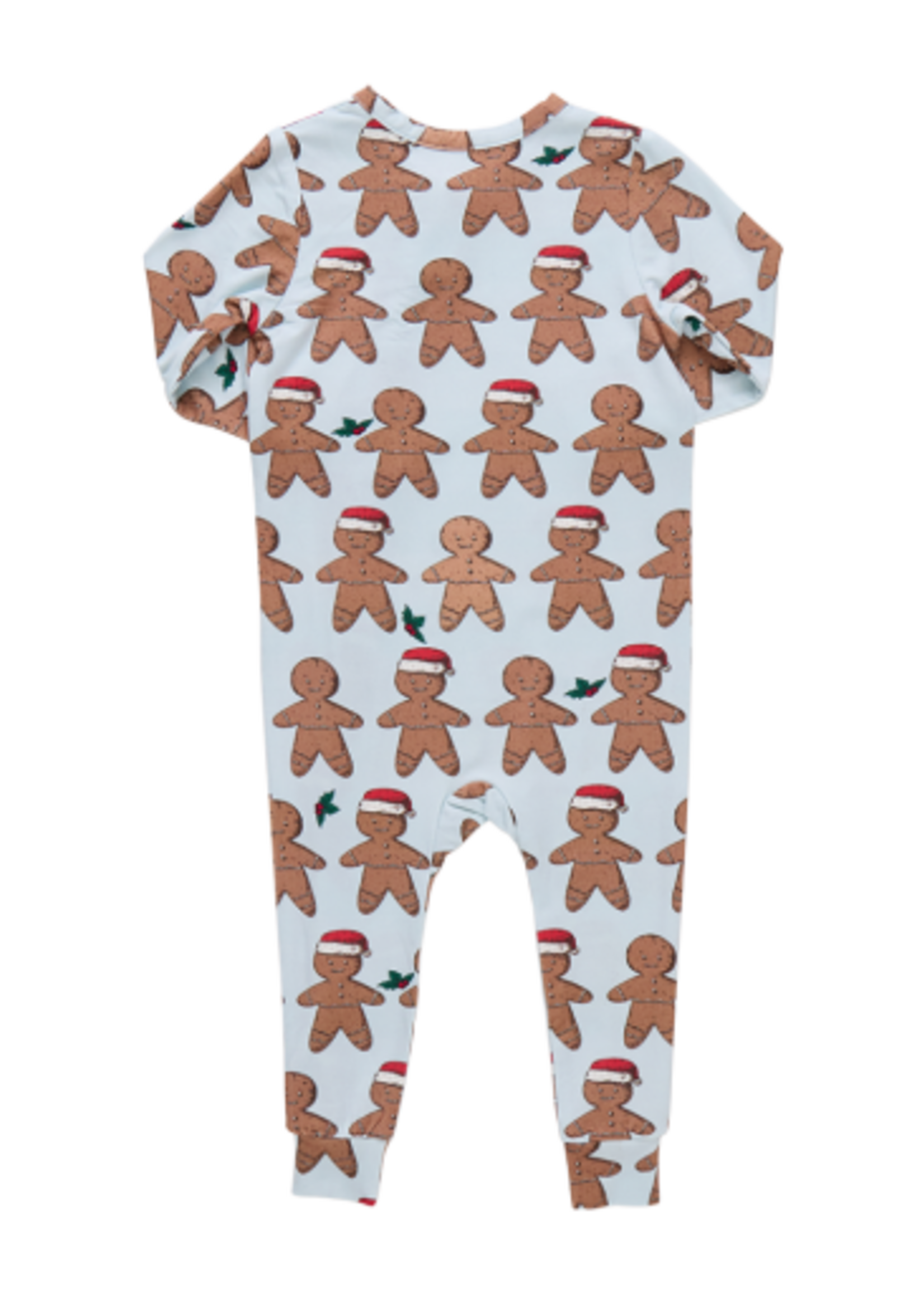 Pink Chicken baby bamboo romper - light blue gingerbread