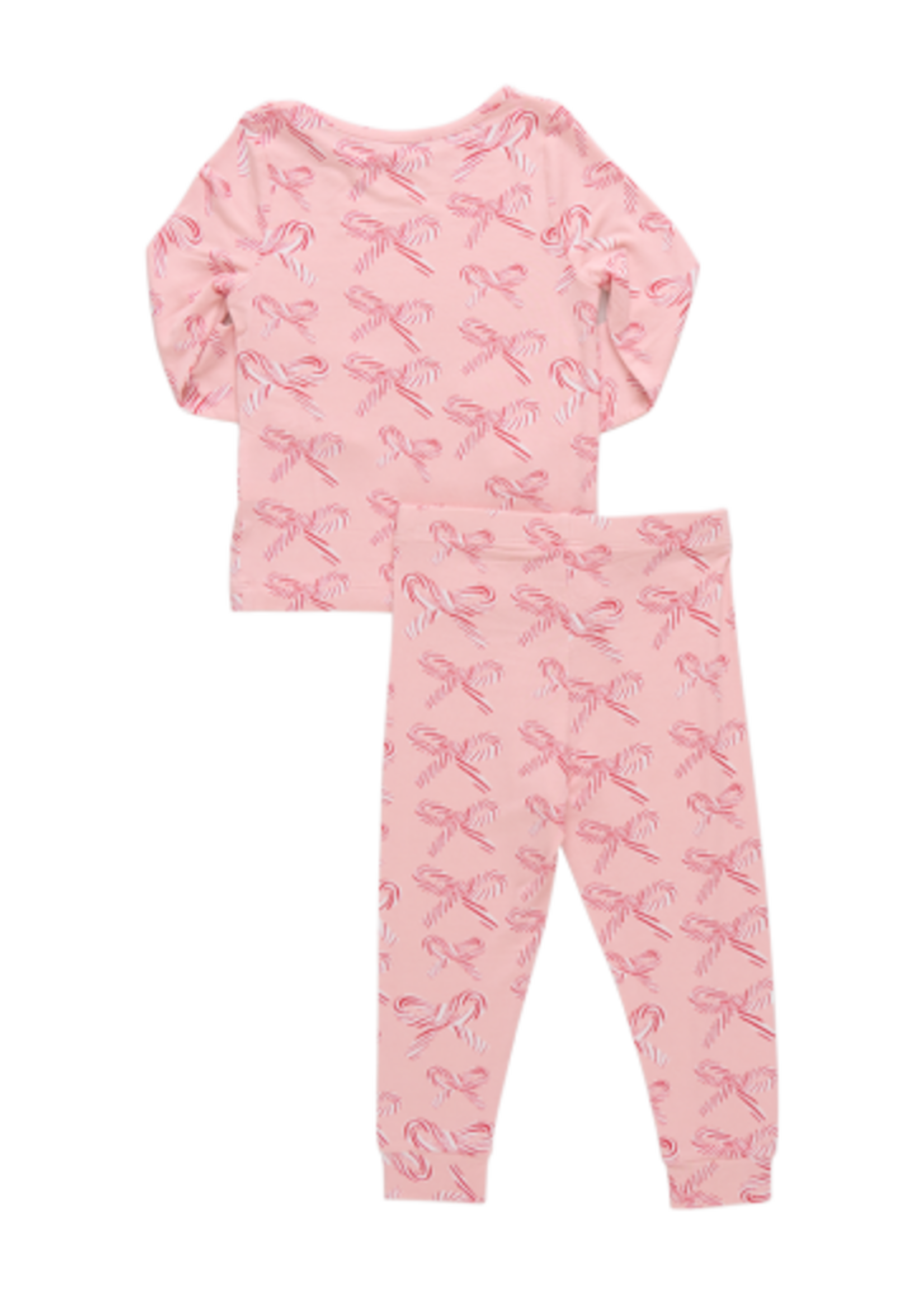Pink Chicken kids bamboo pj set - candy cane bows