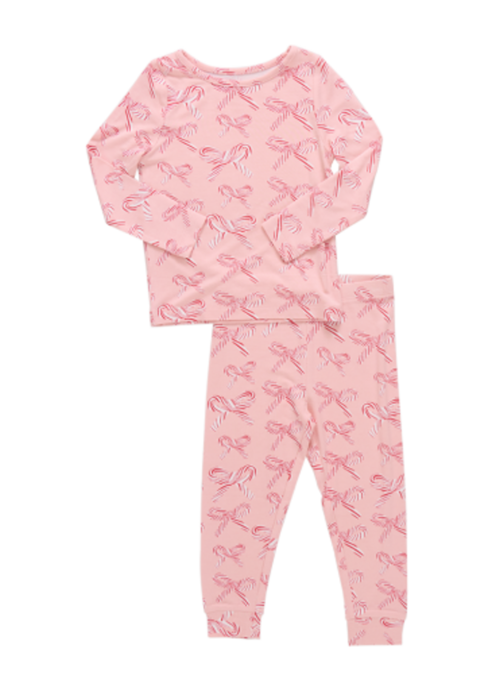 Pink Chicken kids bamboo pj set - candy cane bows