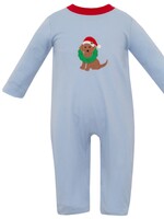 Claire and Charlie Puppy Wreath Boys Long Romper