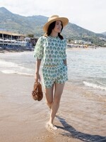 Pink Chicken womens misha scallop top - green strawflower