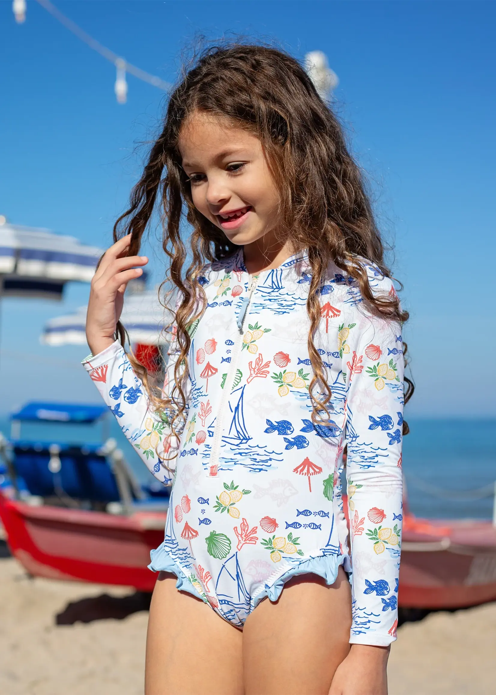 Pink Chicken girls arden suit - island multi