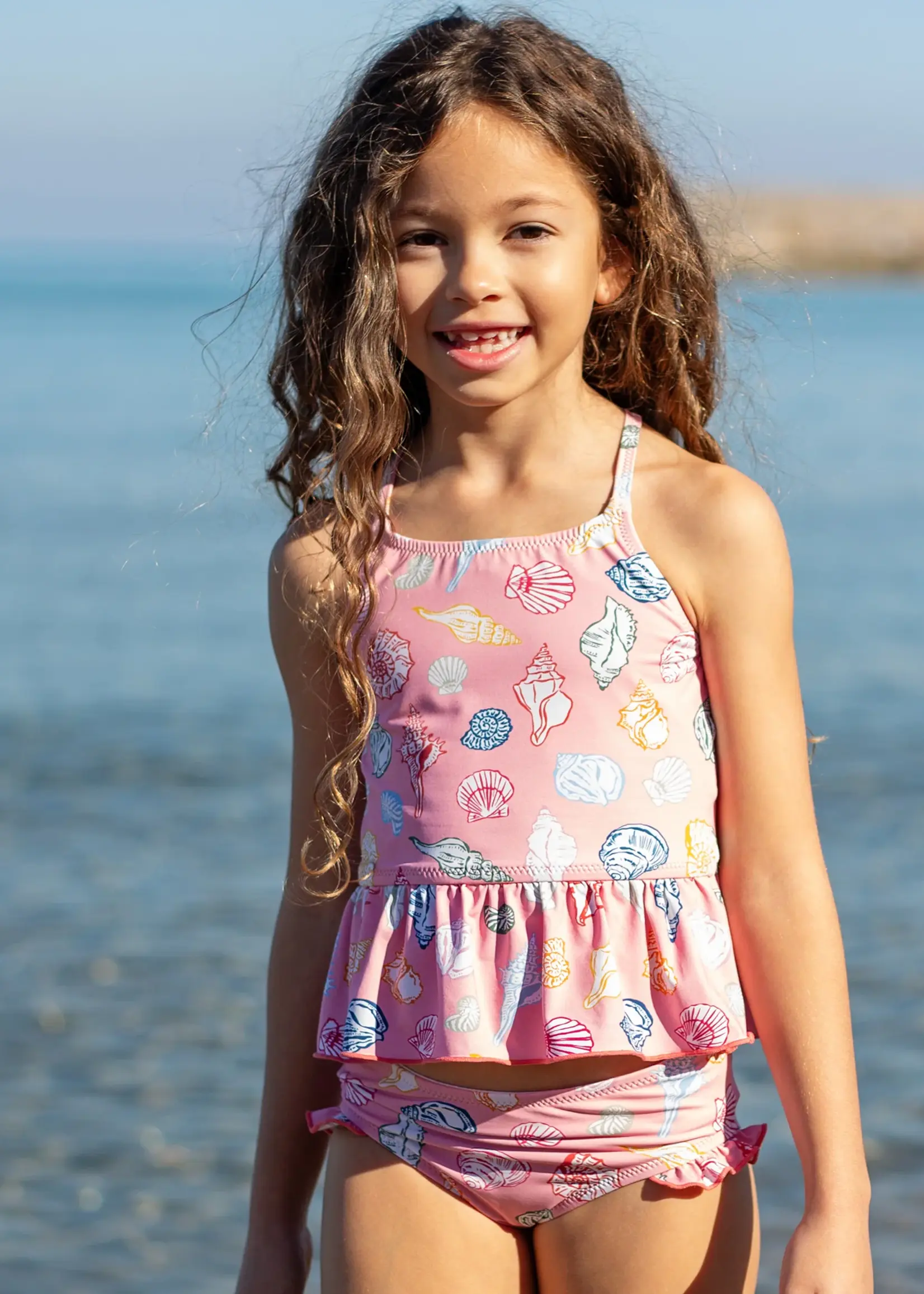 Pink Chicken girls Joy tankini - pink seashells