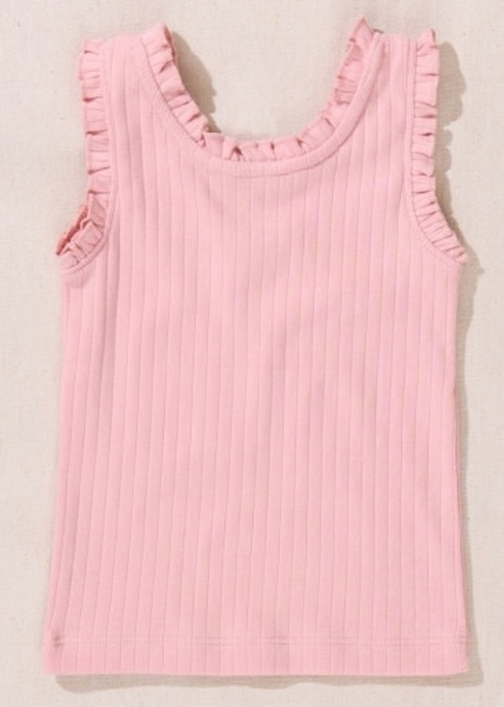Pink Chicken joy ruffle rib tank
