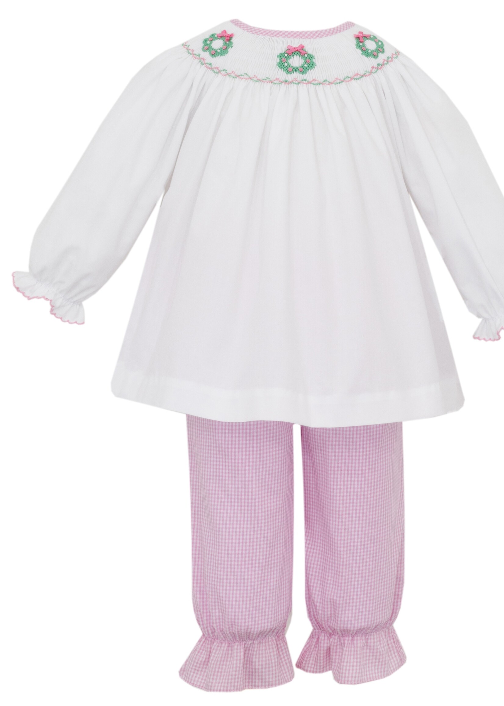 Petit Bebe PINK WREATHS bishop bloomer set L/S