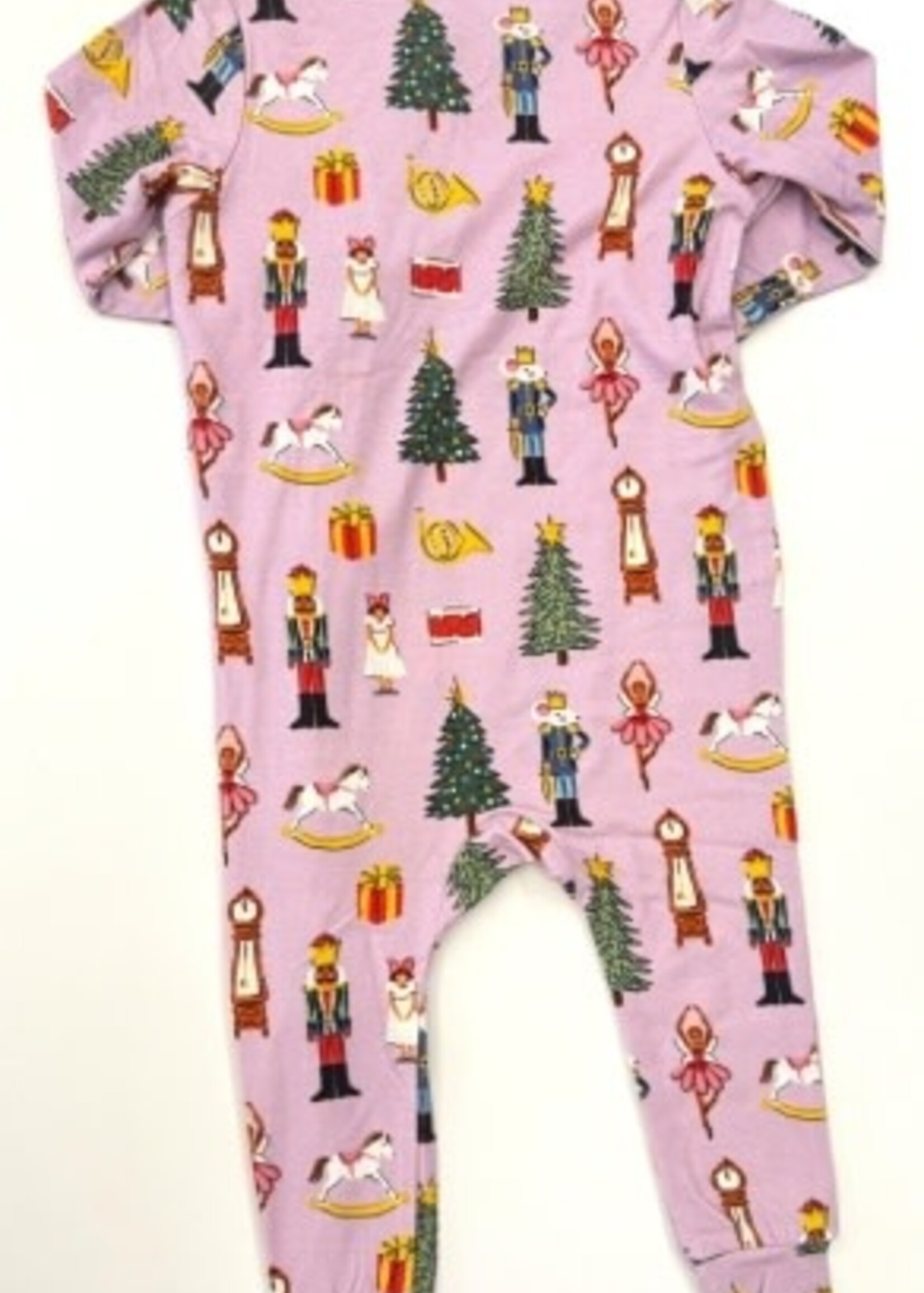 Pink Chicken baby bamboo romper - lavender nutcracker