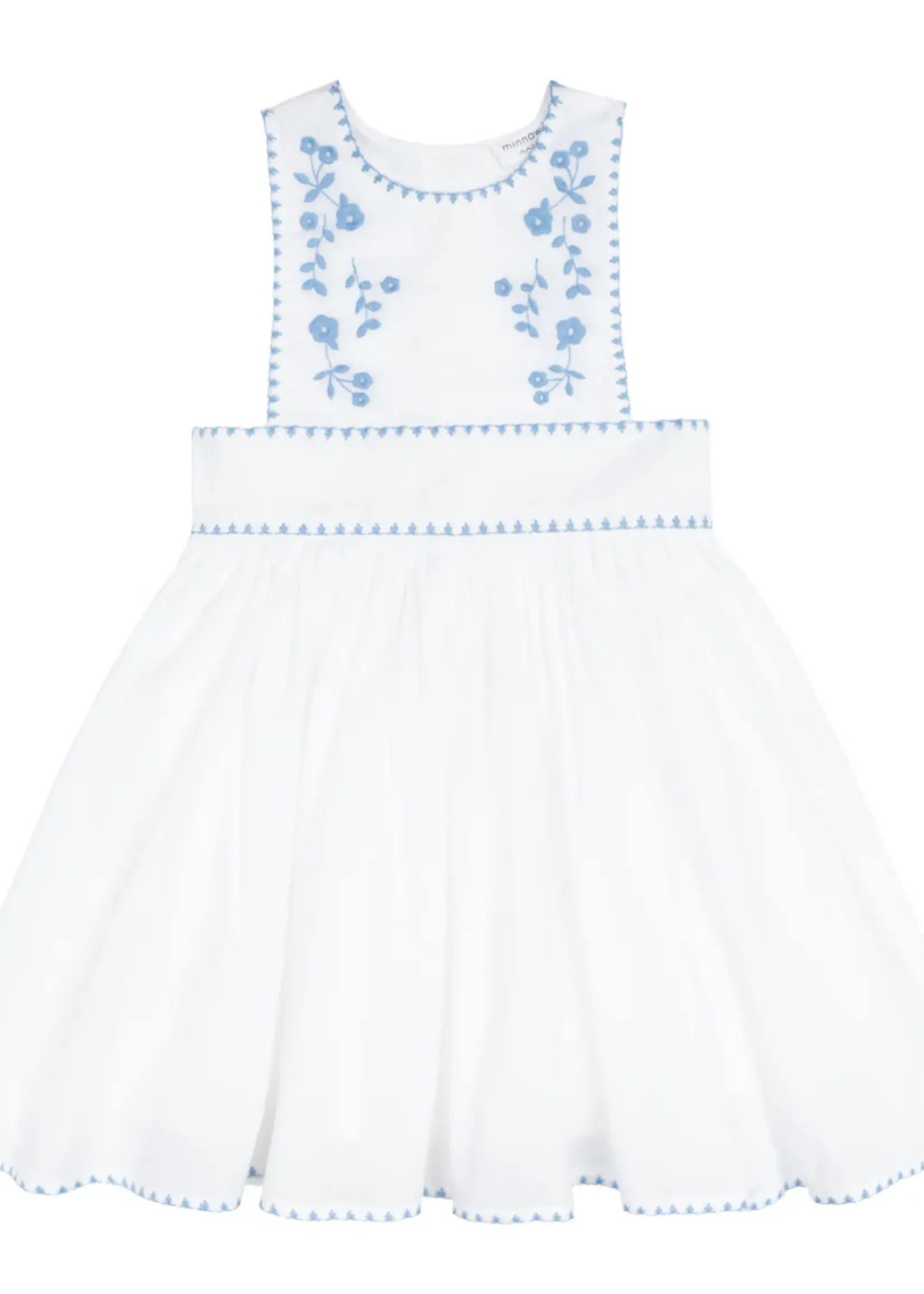 Minnow girls embroidered pinafore dress
