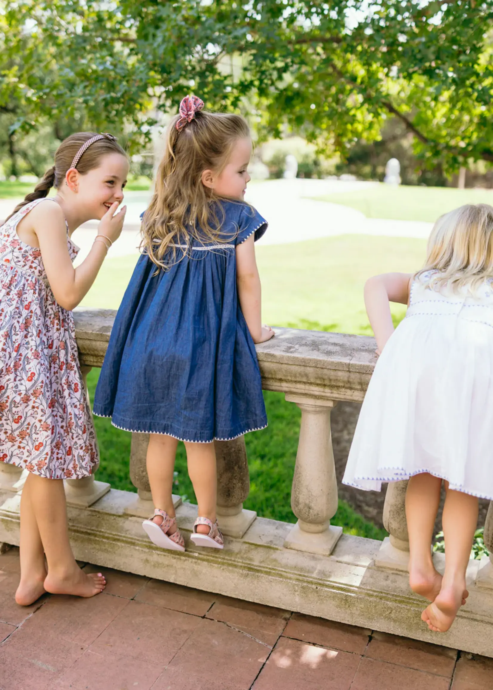 Minnow girls embroidered pinafore dress
