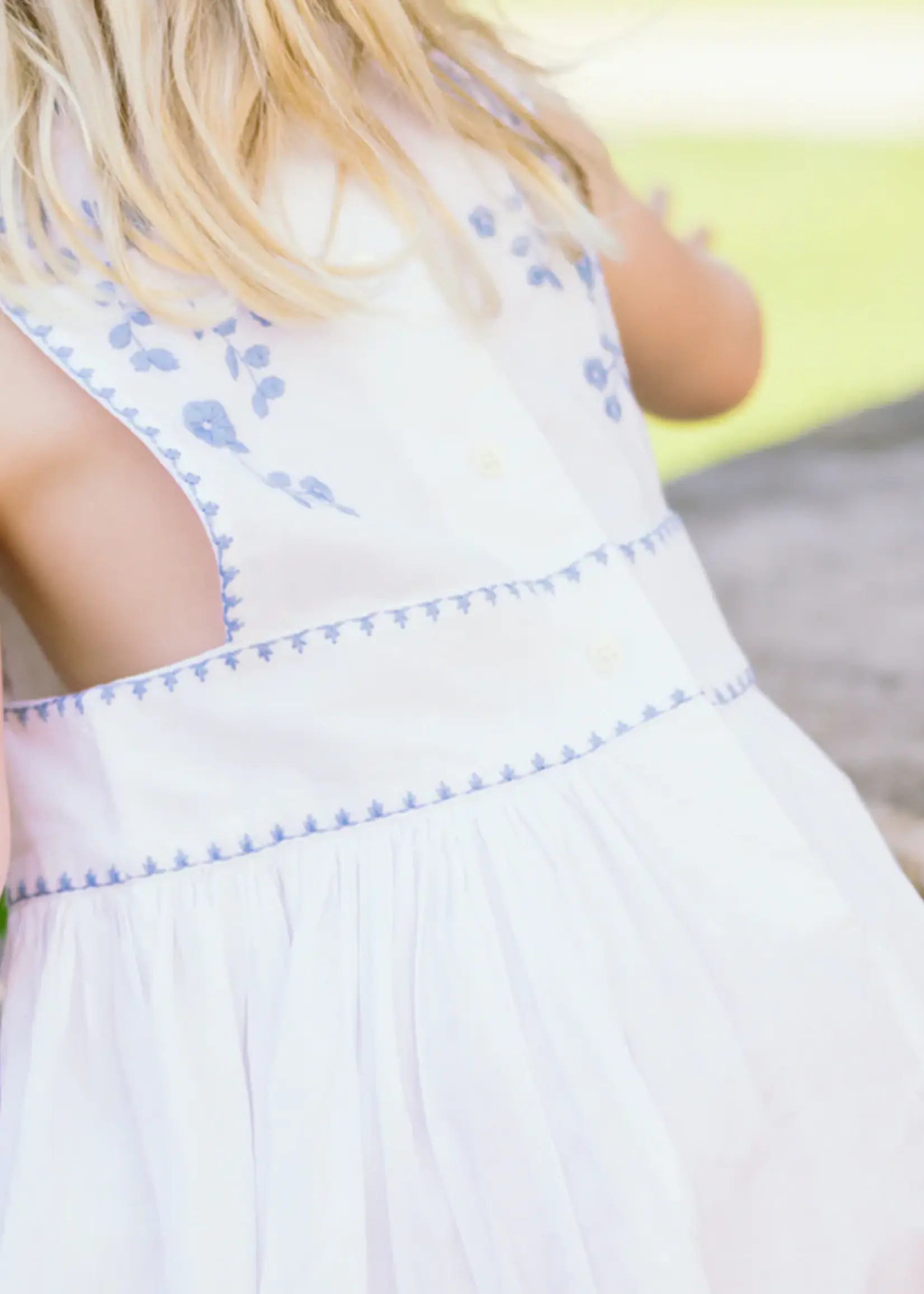 Minnow girls embroidered pinafore dress