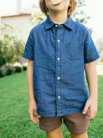 Minnow boys short sleeve button down shirt