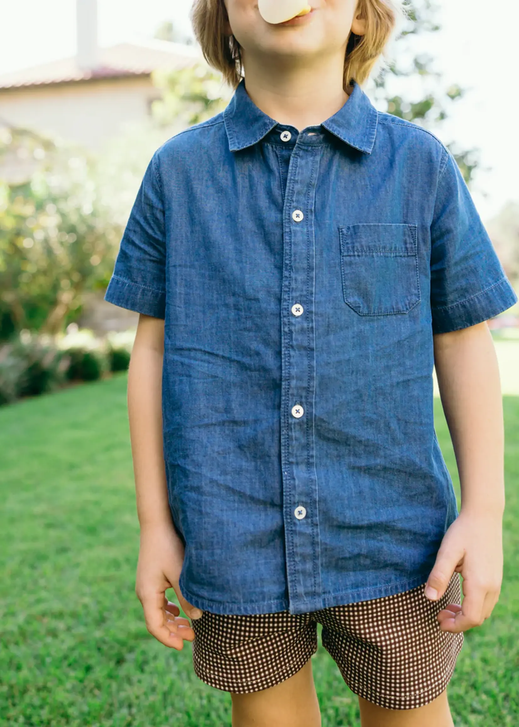 Minnow boys short sleeve button down shirt