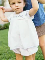 Minnow girls embroidered top and bloomer set