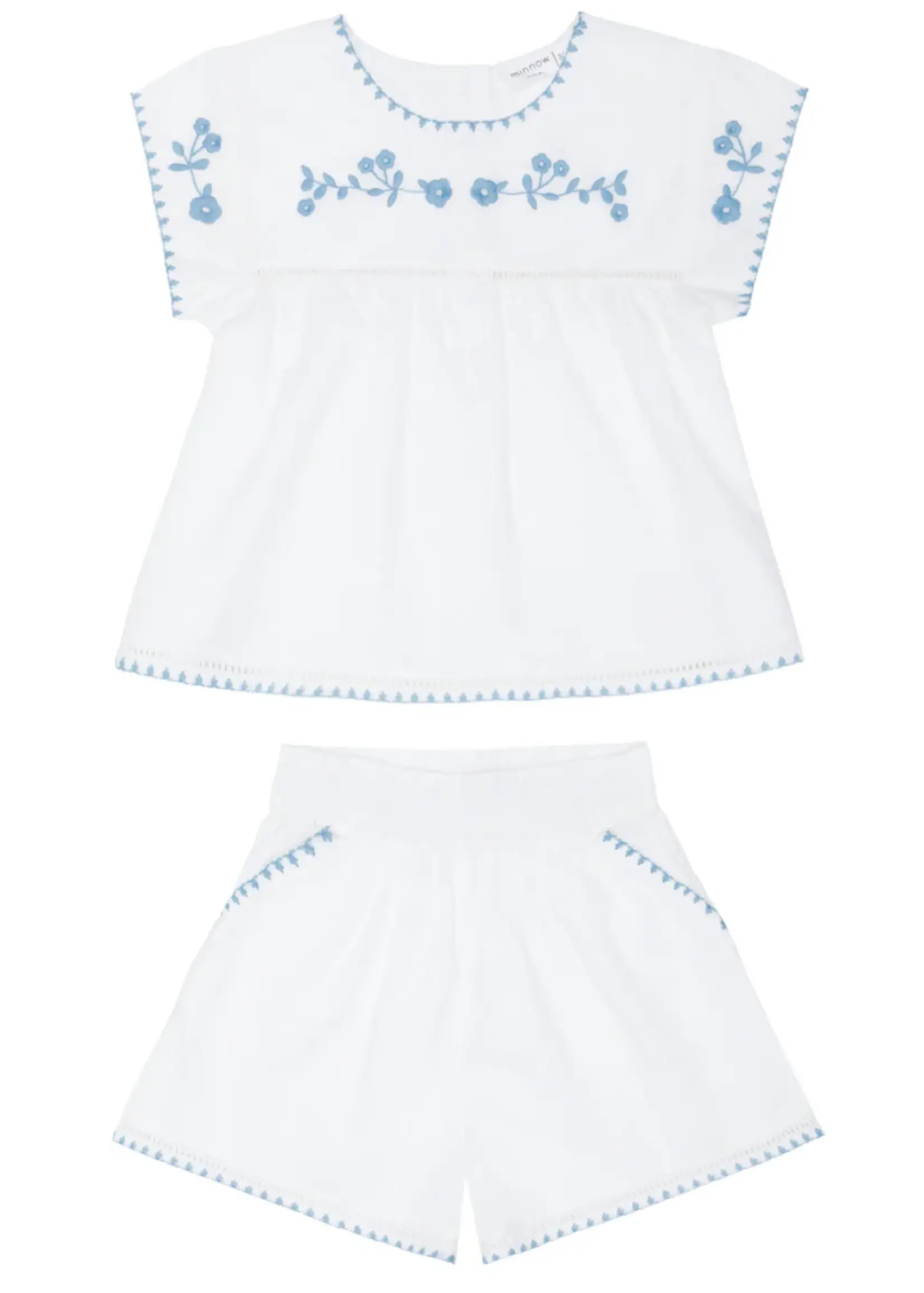 Minnow girls embroidered top and short set