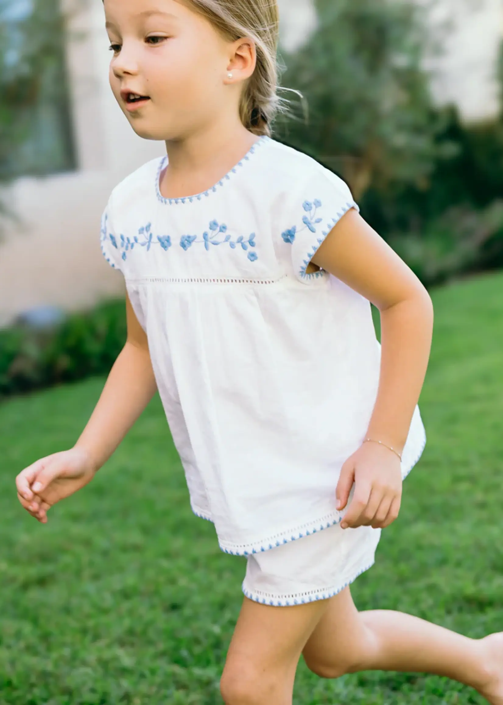 Minnow girls embroidered top and short set