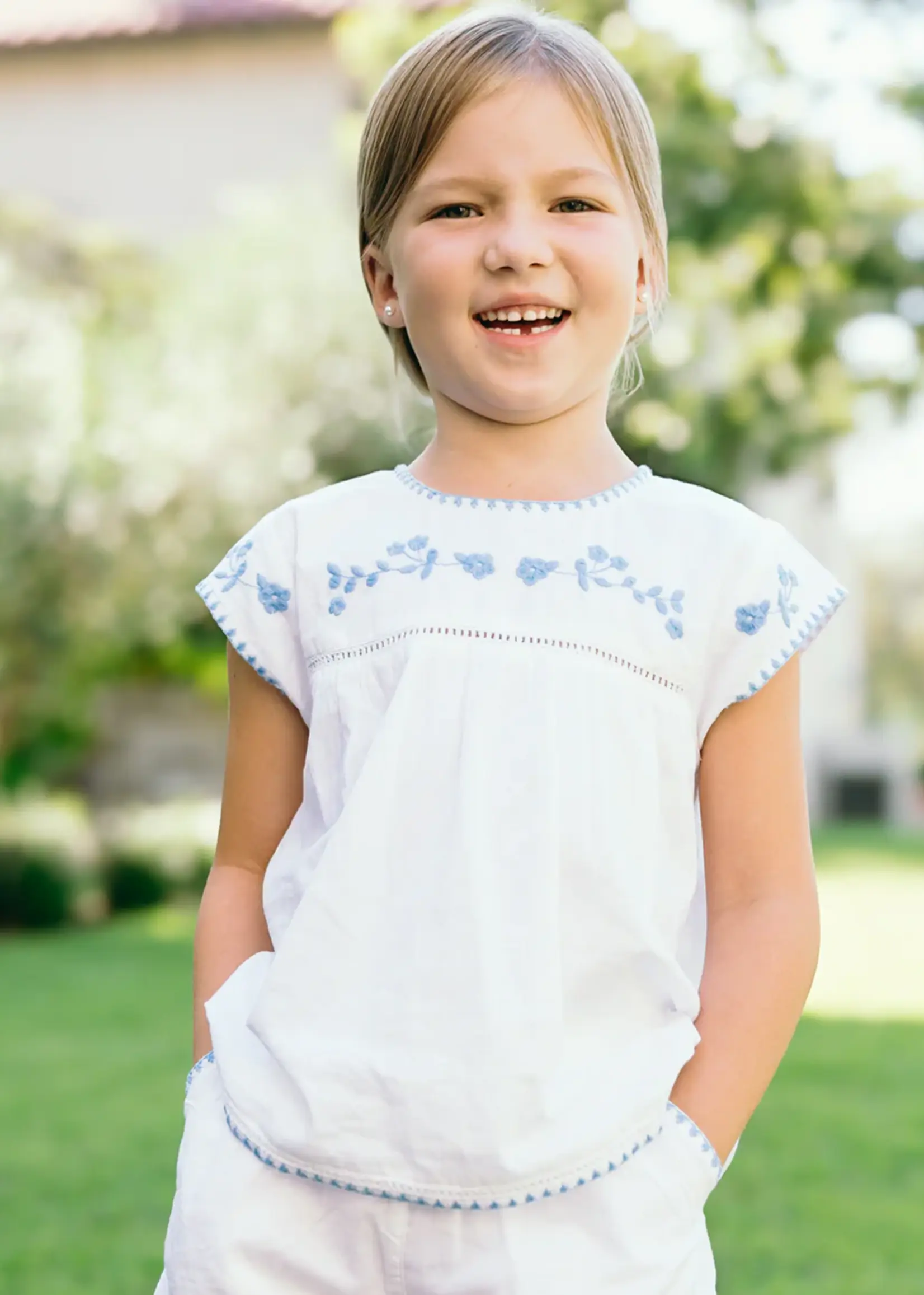 Minnow girls embroidered top and short set